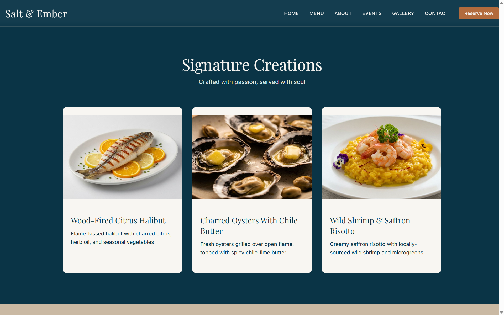 Restaurant signature dishes